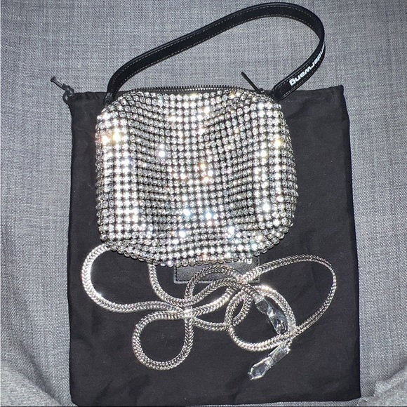 Alexander Wang heiress pouch in rhinestone mesh handbag silver AUTHENTIC - Picture 7 of 13